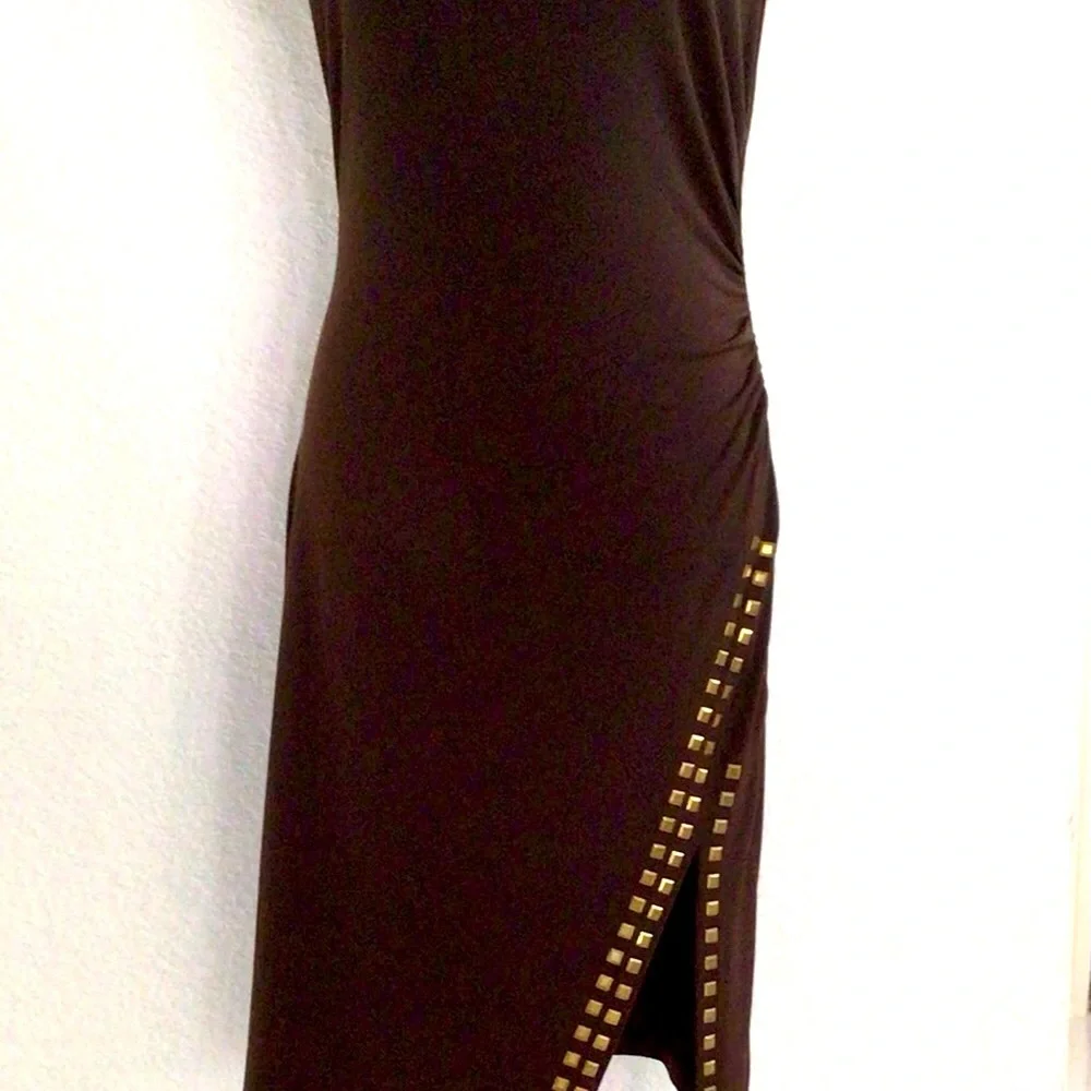Michael Kors Chocolate Brown Embellished Cocktail Dress